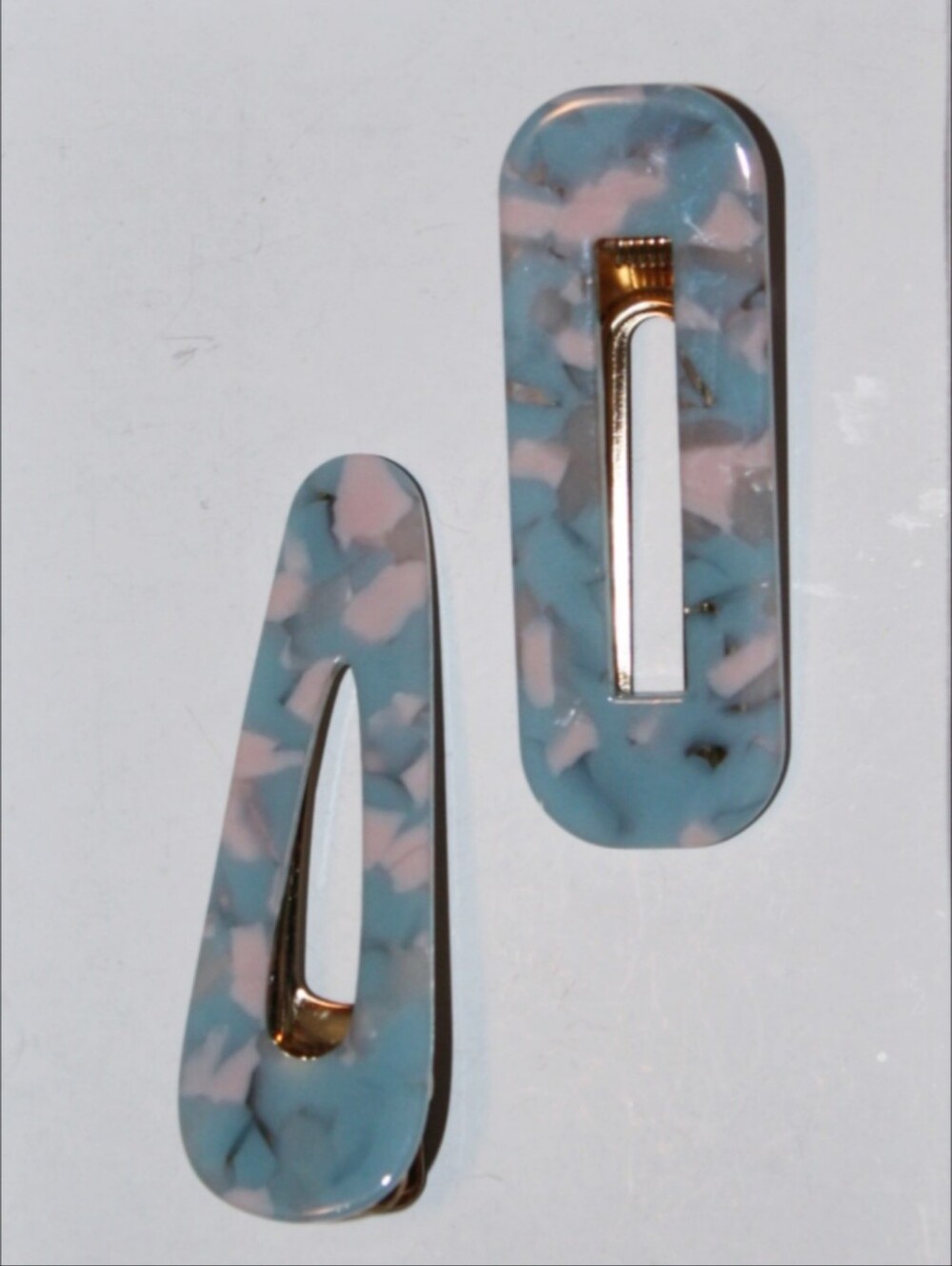 2pc Marbled Barrette Set - Cotton Candy